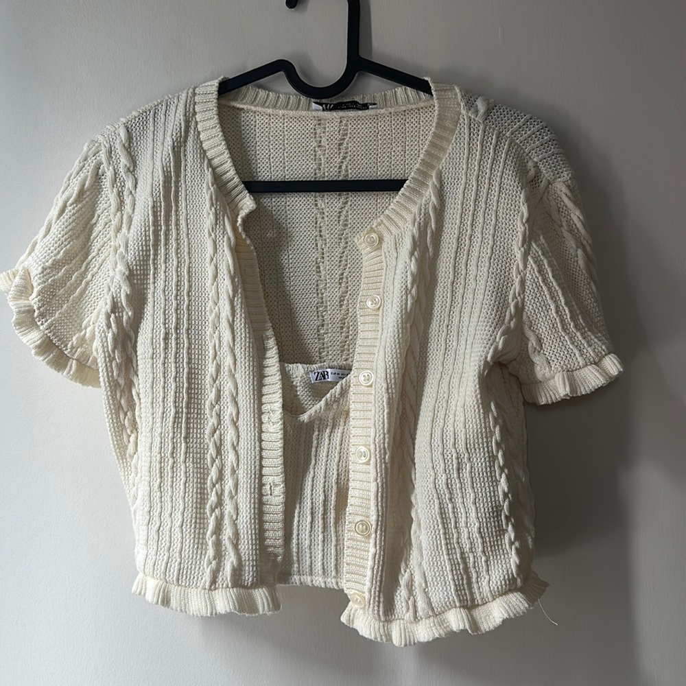 ZARA two piece cropped knit sweater set (sweater is S, tank is M)